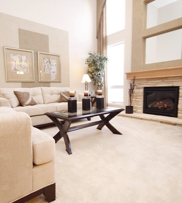 Light colored flooring in living room