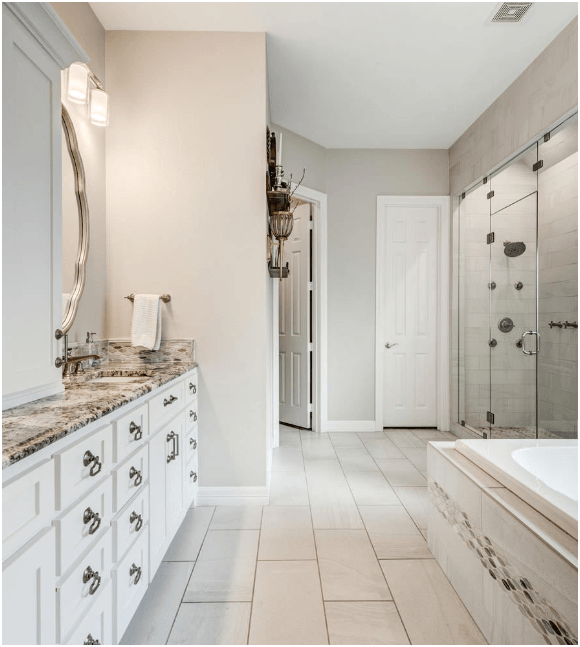 Tile flooring in bathroom