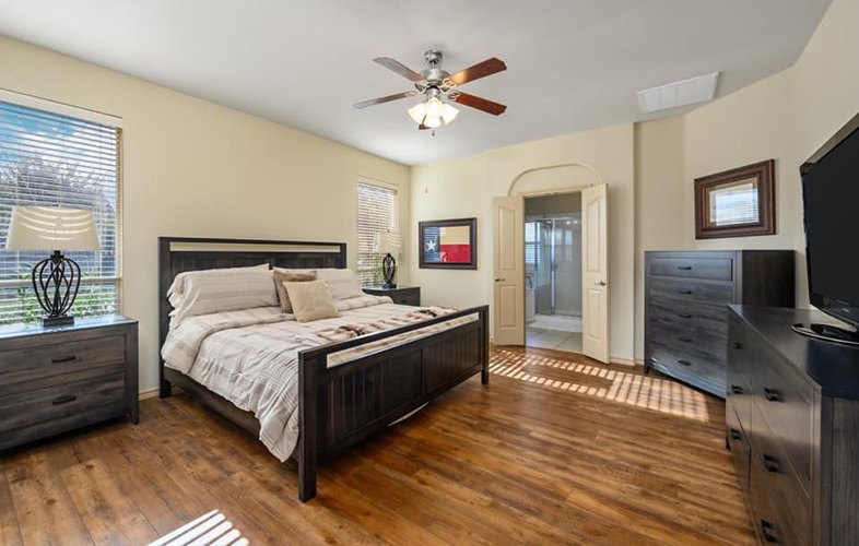 New flooring in master bedroom and bathroom