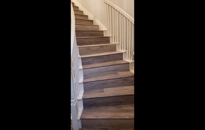 New flooring installed in stairway