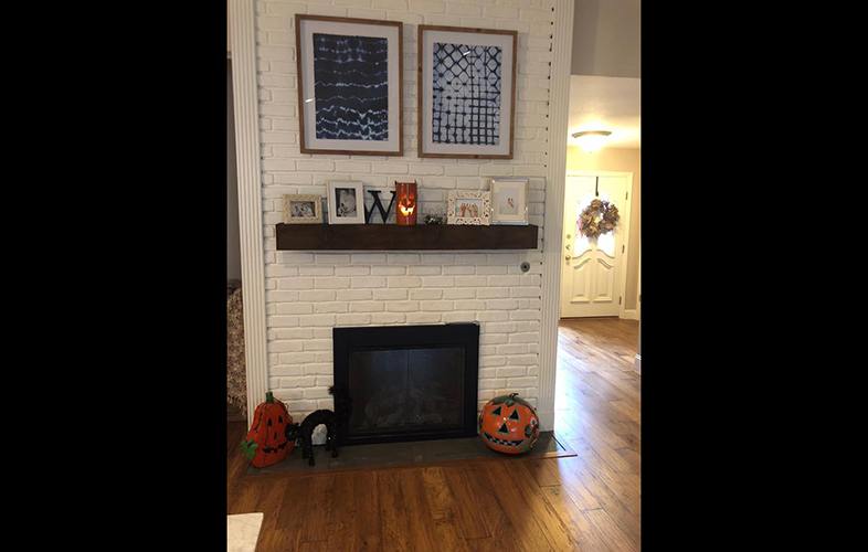 New flooring around fireplace