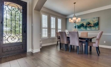 Wood flooring in a dining room