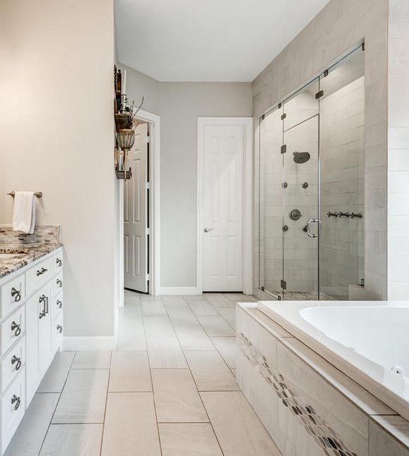 Granite stone flooring in bathroom