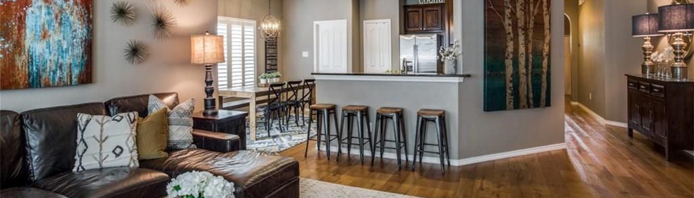 Remodeled open floor plan living dining kitchen