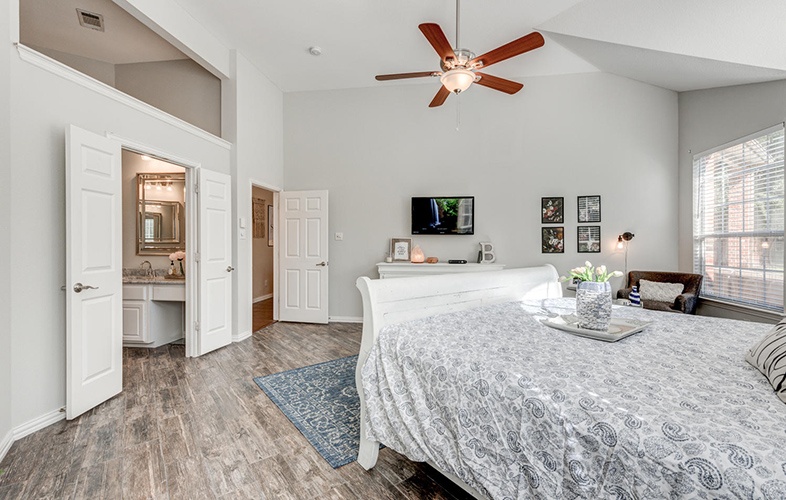 Newly remodeled bedroom and bathroom