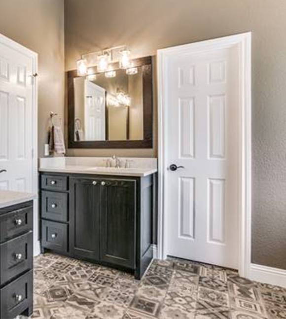 Ceramic tile flooring in bathroom