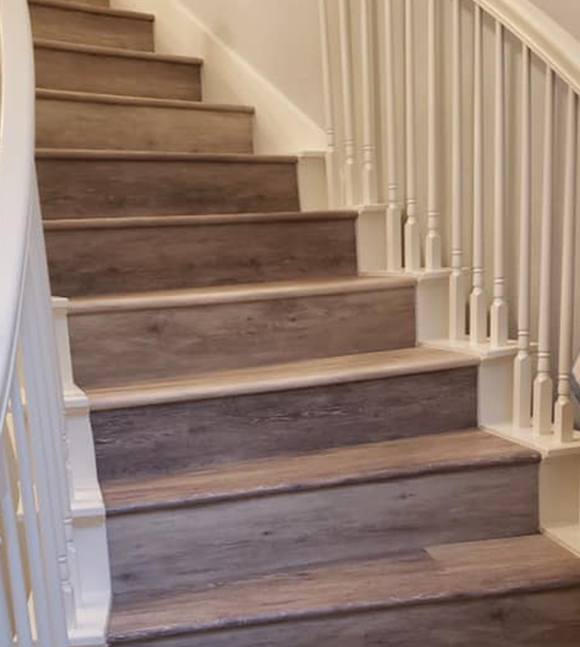 Durable vinyl flooring on stairs