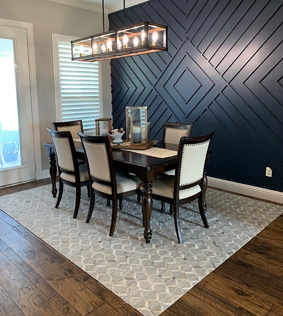 Solid wood flooring in dining room