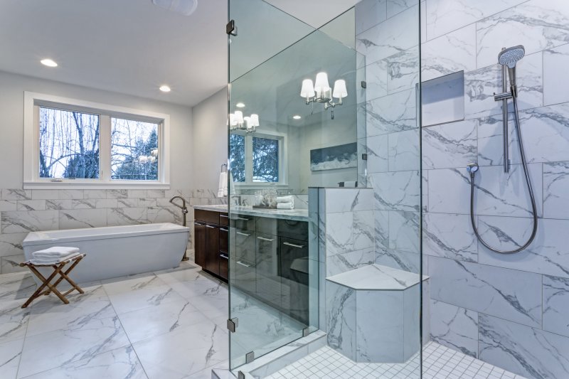 a bathroom complete with tile floors