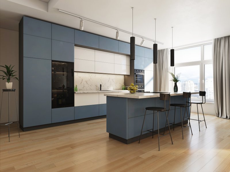 white oak flooring in a modern kitchen 