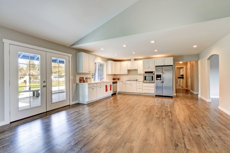 laminate flooring in a kitchen area